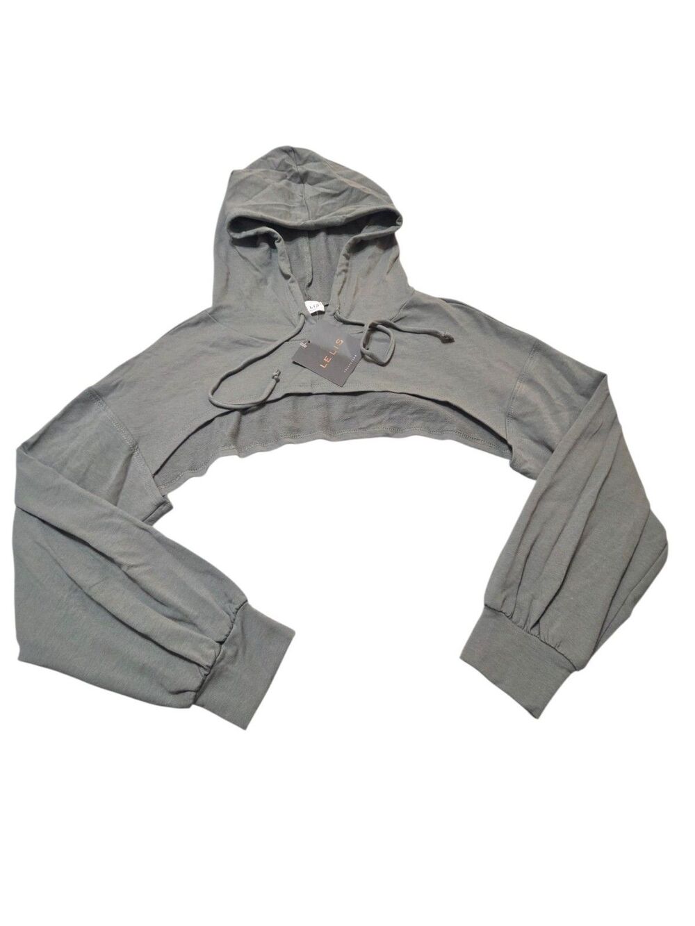 NWT Le Lis Collection Cropped Knit Shrug Hoodie Women's M Gray K1.1